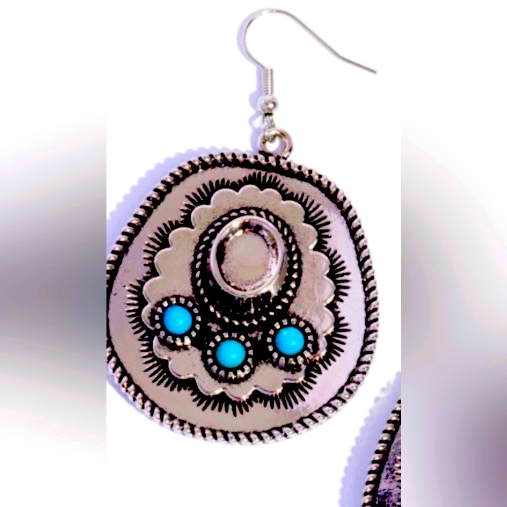 🤠🐎 “COWBOY CHAPERONE” BLUE EARRINGS ~ PAPARAZZI❗️🐎🤠 RODEO TIME❗️ - Picture 1 of 5